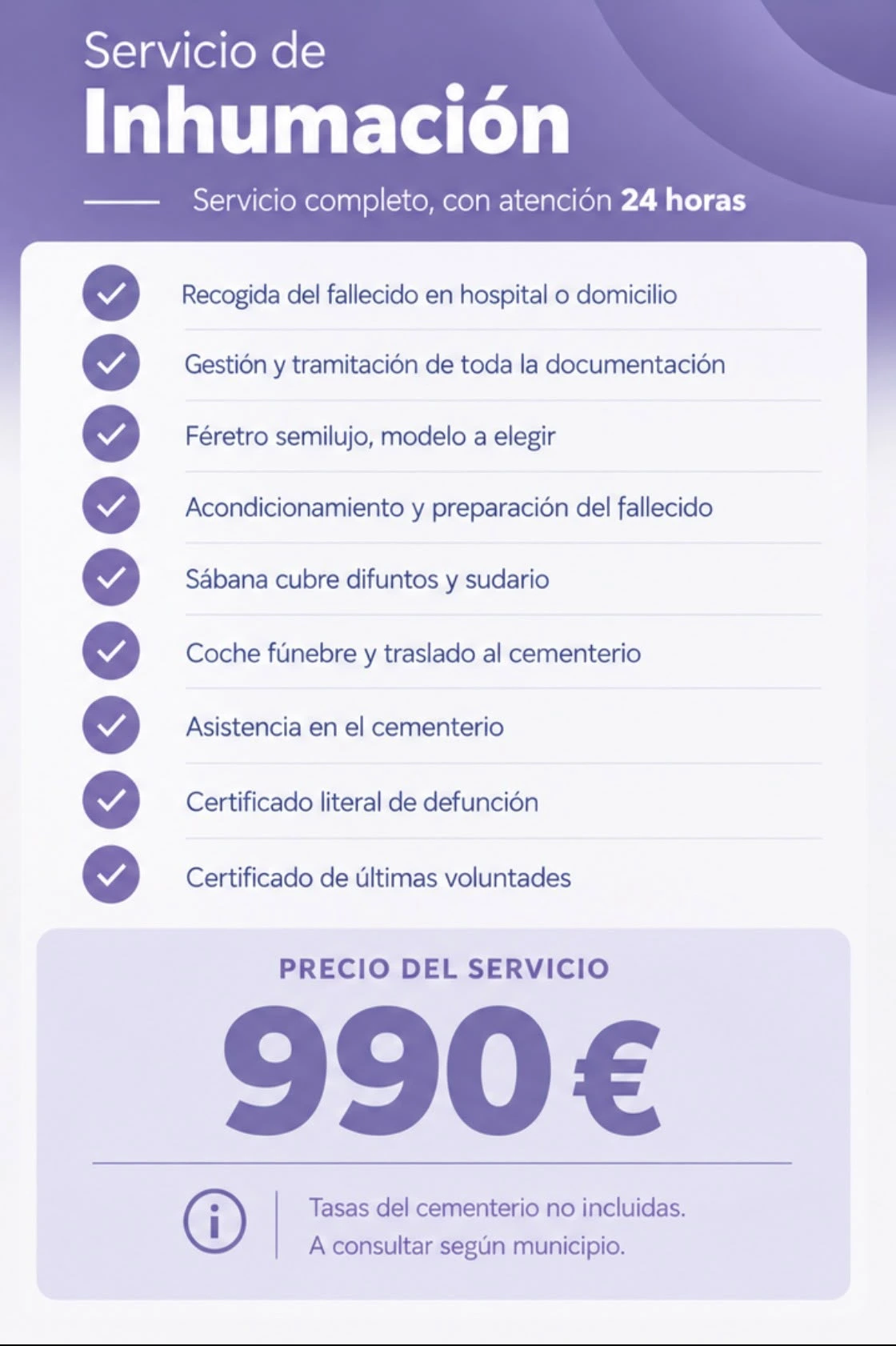 Refuner Funeraria servicio de inhumación